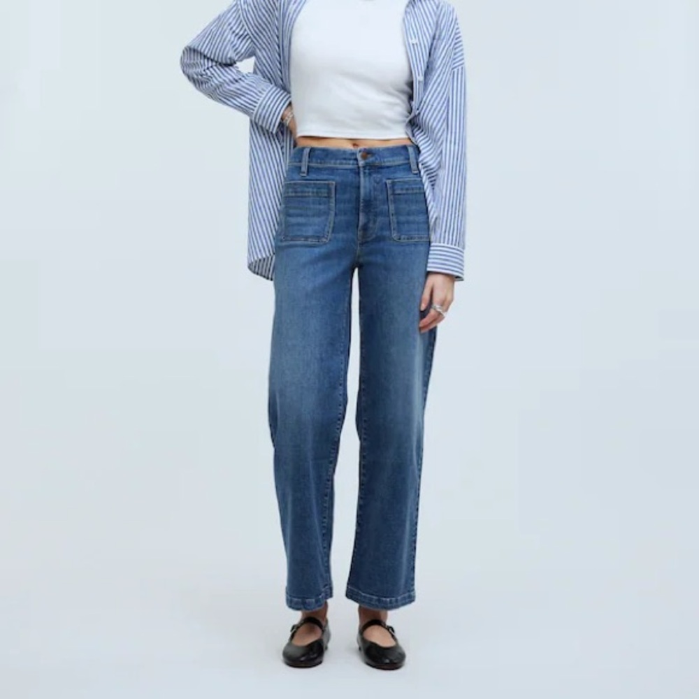 Madewell Perfect Vintage Wide Leg Jeans Size 27 High Rise Straight Leg Denim